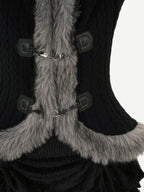 Nico Molly Retro Hooded Fur Collar Bell Sleeve Waist Women's Knit Casual Jackets