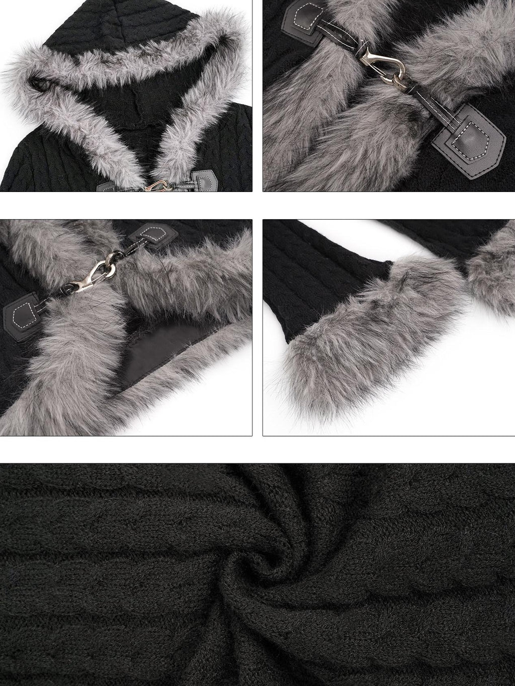 Nico Molly Retro Hooded Fur Collar Bell Sleeve Waist Women's Knit Casual Jackets