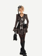 Nico Molly Retro Plaid Patchwork Tiered Puffed Cake Women's Plush Mini Skirts