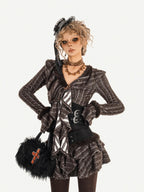 Nico Molly Retro Plaid Patchwork Tiered Puffed Cake Women's Plush Mini Skirts