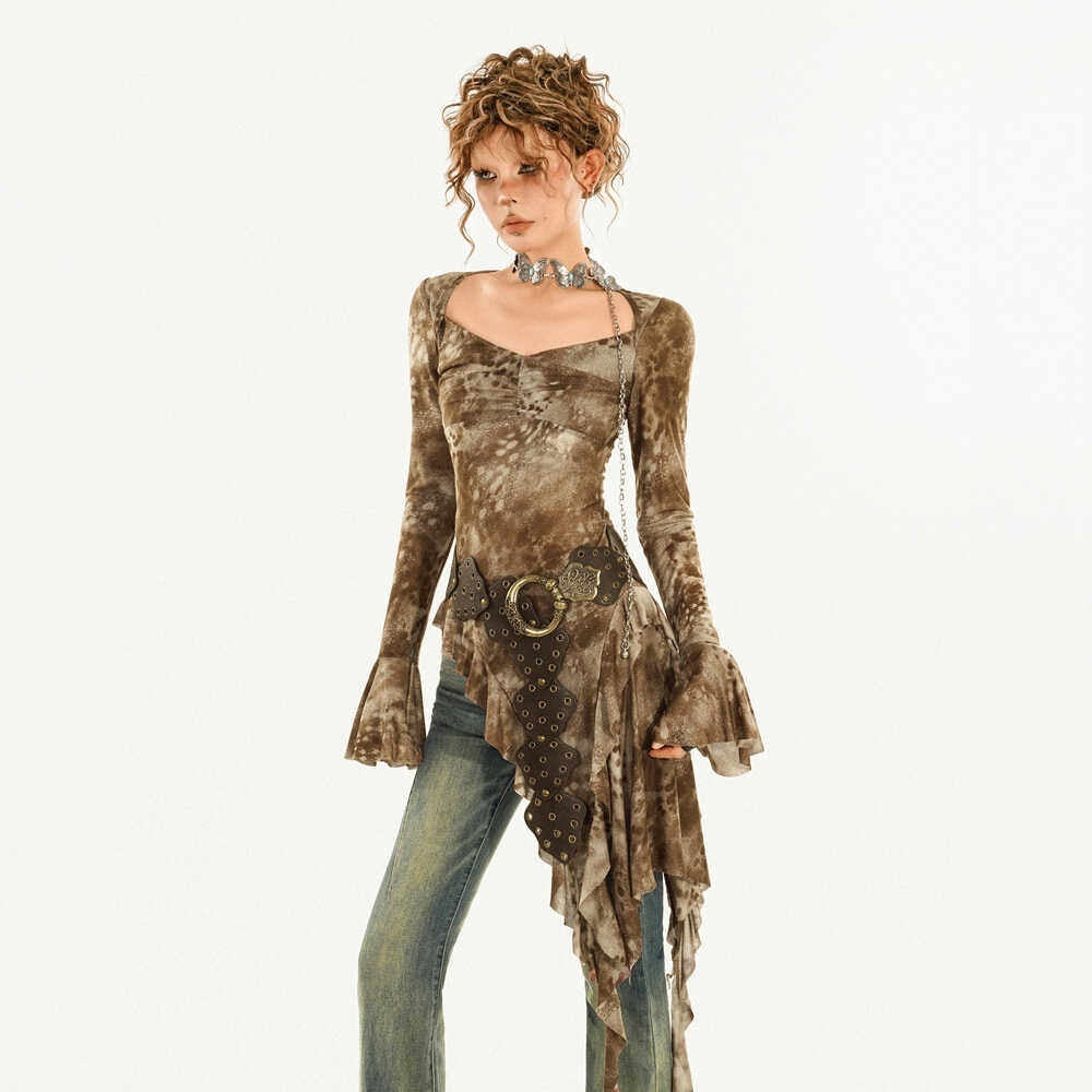 Nico_Molly_Retro_Tie_Dye_Asymmetric_Bell_Sleeve_Women's_Polyester_Long_Sleeve_T-shirts_823895816771_MISSTT