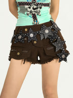 Nico Molly Retro Vintage Punk Street Five Point Star Studded Hip Hop Women's Black Belts