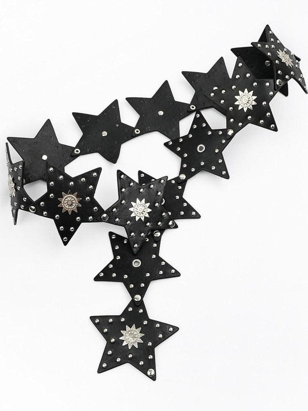 Nico Molly Retro Vintage Punk Street Five Point Star Studded Hip Hop Women's Black Belts