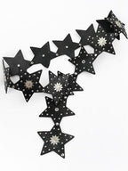 Nico Molly Retro Vintage Punk Street Five Point Star Studded Hip Hop Women's Black Belts