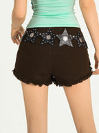 Nico Molly Retro Vintage Punk Street Five Point Star Studded Hip Hop Women's Black Belts