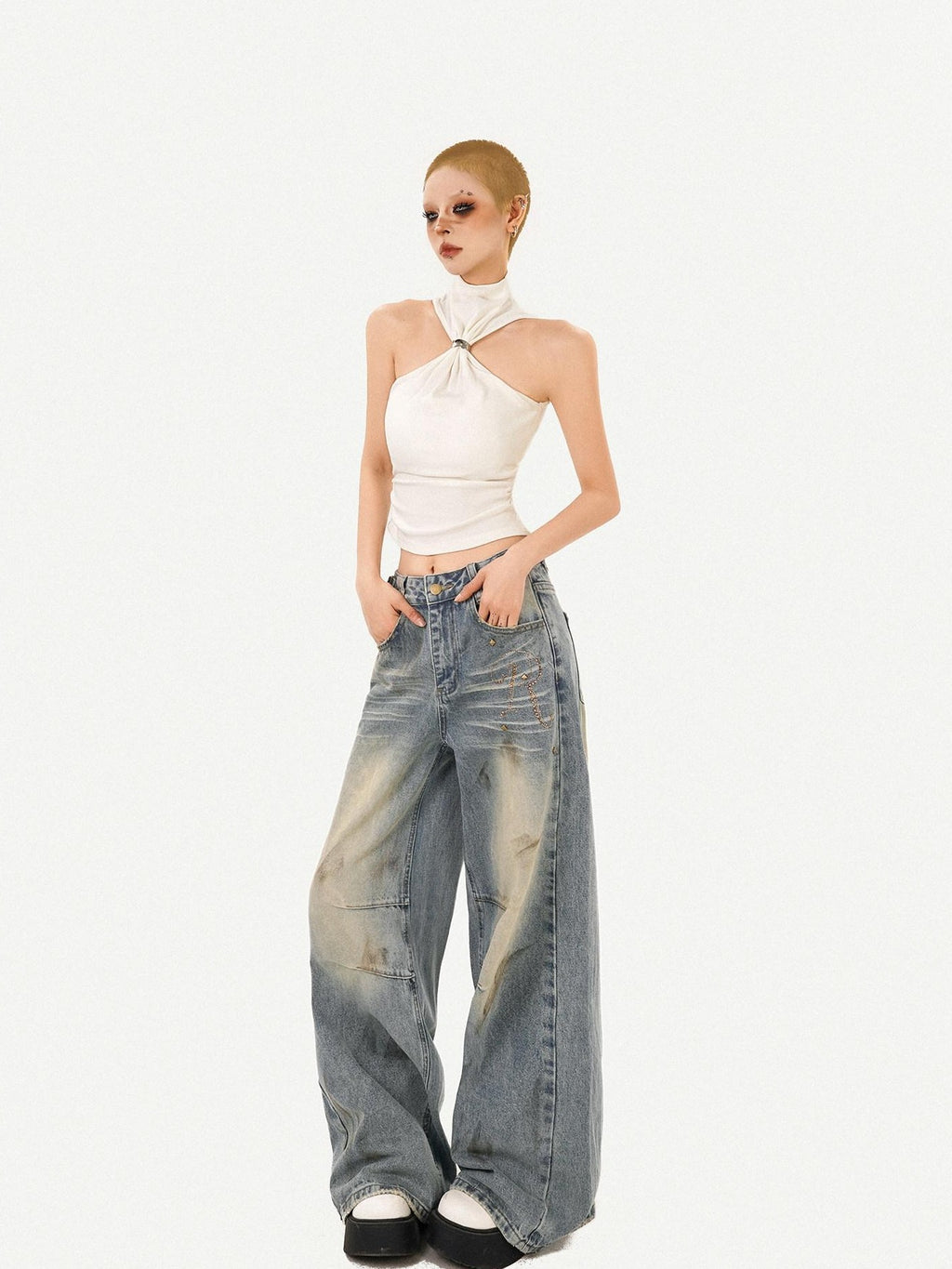 Nico Molly Sexy Halter Shoulder Cutout Slim Fit Padded Women's Solid Tank Tops