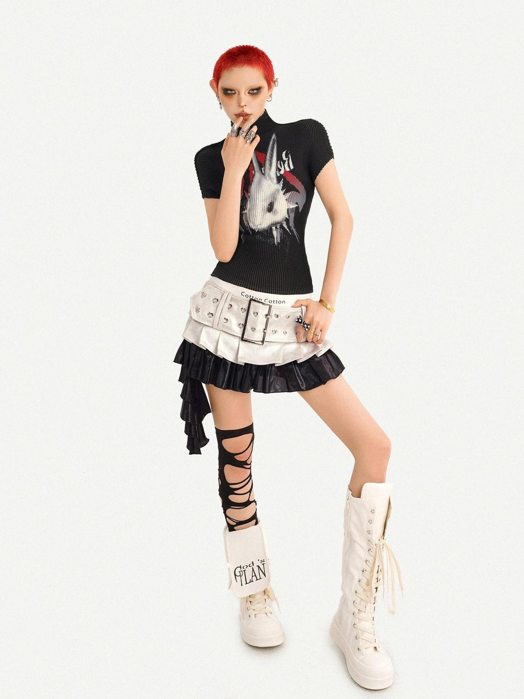 Nico Molly Silver Spliced Pleated Wide Belt Low Waist Women's Leather Mini Skirts