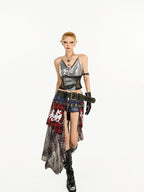 Nico Molly Silver V-neck Slim Fit Street Style Padded Women's Other Fabric Camisoles