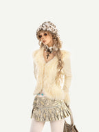 Nico Molly Snake Print Pleated Low Waist Side Zip Women's Leather Mini Skirts