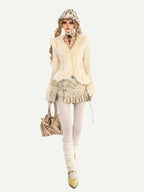 Nico Molly Snake Print Pleated Low Waist Side Zip Women's Leather Mini Skirts