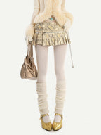 Nico Molly Snake Print Pleated Low Waist Side Zip Women's Leather Mini Skirts