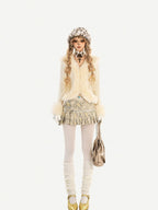 Nico Molly Snake Print Pleated Low Waist Side Zip Women's Leather Mini Skirts