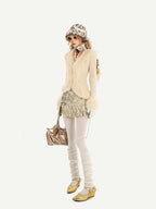 Nico Molly Snake Print Pleated Low Waist Side Zip Women's Leather Mini Skirts