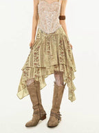 Nico Molly Street Floral Print Irregular Sash A Line Women's Other Material Midi Skirts