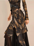 Nico Molly Tie Dye Patchwork Asymmetrical Women's Polyester Maxi Skirts