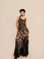 Nico Molly Tie Dye Patchwork Asymmetrical Women's Polyester Maxi Skirts