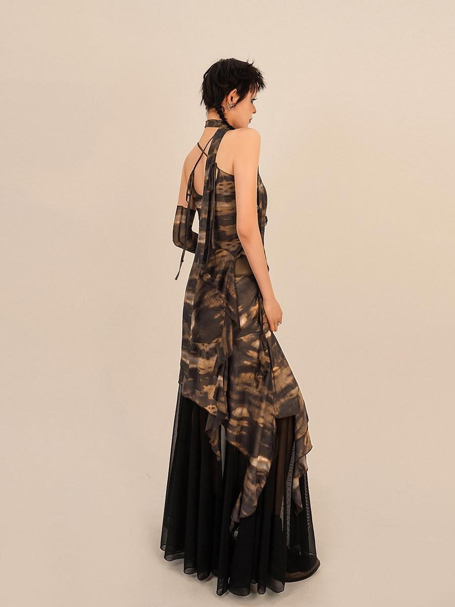 Nico Molly Tie Dye Patchwork Asymmetrical Women's Polyester Maxi Skirts