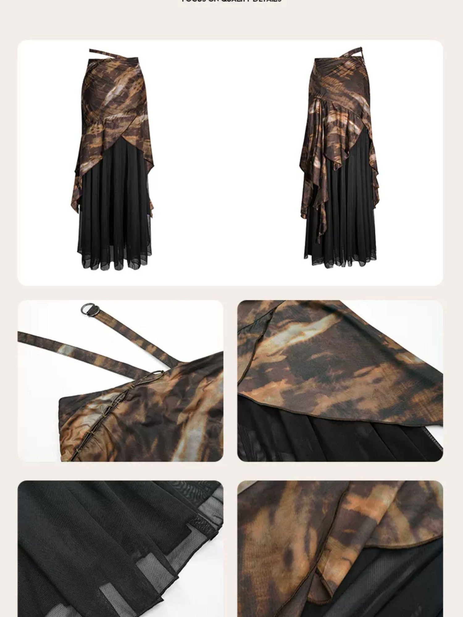 Nico Molly Tie Dye Patchwork Asymmetrical Women's Polyester Maxi Skirts
