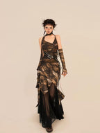 Nico Molly Tie Dye Patchwork Asymmetrical Women's Polyester Maxi Skirts