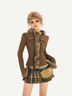 Nico Molly Vintage Black Plaid Pleated High Waist A Line Women's Mini Skirts