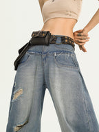 Nico Molly Vintage Coffee Punk Biker Waist Cincher Layered Styling Women's Leather Belts