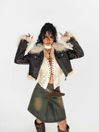 Nico Molly Vintage Embroidered Lace Tie V-neck Bell Sleeve Women's Polyester Spandex Blouses