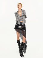 Nico Molly Vintage Grunge Patchwork Asymmetric Women's Lace Mini Skirts