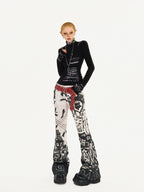 Nico Molly Vintage Ink Wash Studded Punk Subculture Women's Straight Jeans