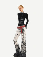 Nico Molly Vintage Ink Wash Studded Punk Subculture Women's Straight Jeans