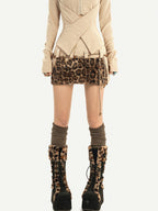 Nico Molly Vintage Leopard Print High Waist A Line Slim Women's Other Material Mini Skirts