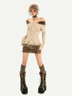 Nico Molly Vintage Leopard Print High Waist A Line Slim Women's Other Material Mini Skirts