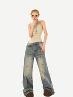 Nico Molly Vintage Padded Stand Collar Slim Women's Combed Cotton Tank Tops