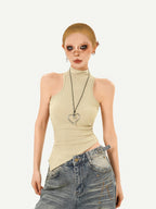 Nico Molly Vintage Padded Stand Collar Slim Women's Combed Cotton Tank Tops