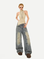Nico Molly Vintage Padded Stand Collar Slim Women's Combed Cotton Tank Tops
