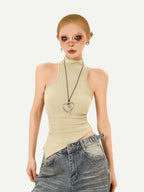 Nico Molly Vintage Padded Stand Collar Slim Women's Combed Cotton Tank Tops
