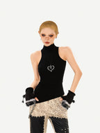 Nico Molly Vintage Padded Stand Collar Slim Women's Combed Cotton Tank Tops