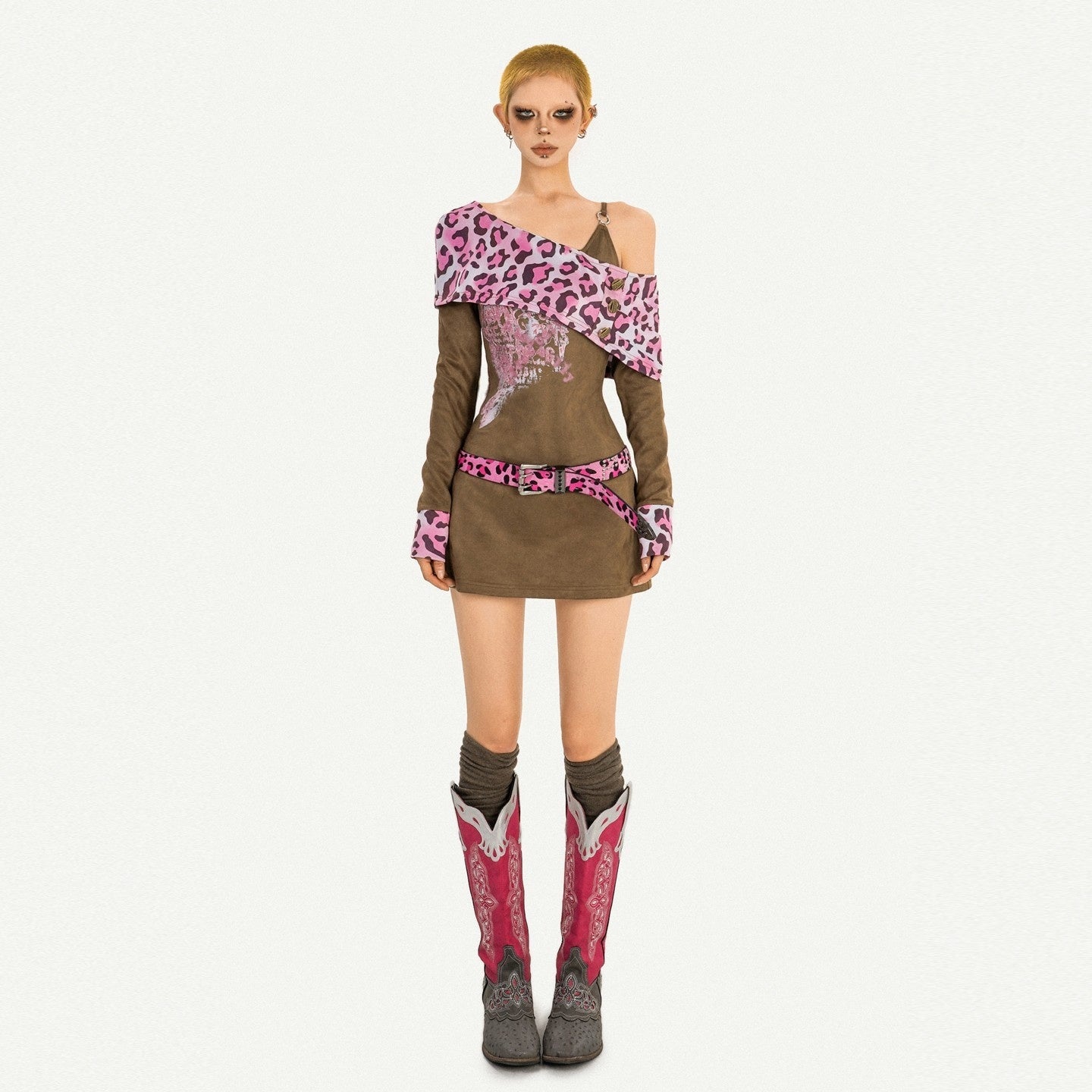 Nico_Molly_Vintage_Pink_Leopard_Patchwork_Faux_Two_Piece_Women's_Slip_Mini_Dresses_983784134542_MISSTT