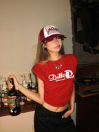 Nico Molly Vintage Ruched Letter Print Women's Cotton Spandex Short Sleeve T-shirts