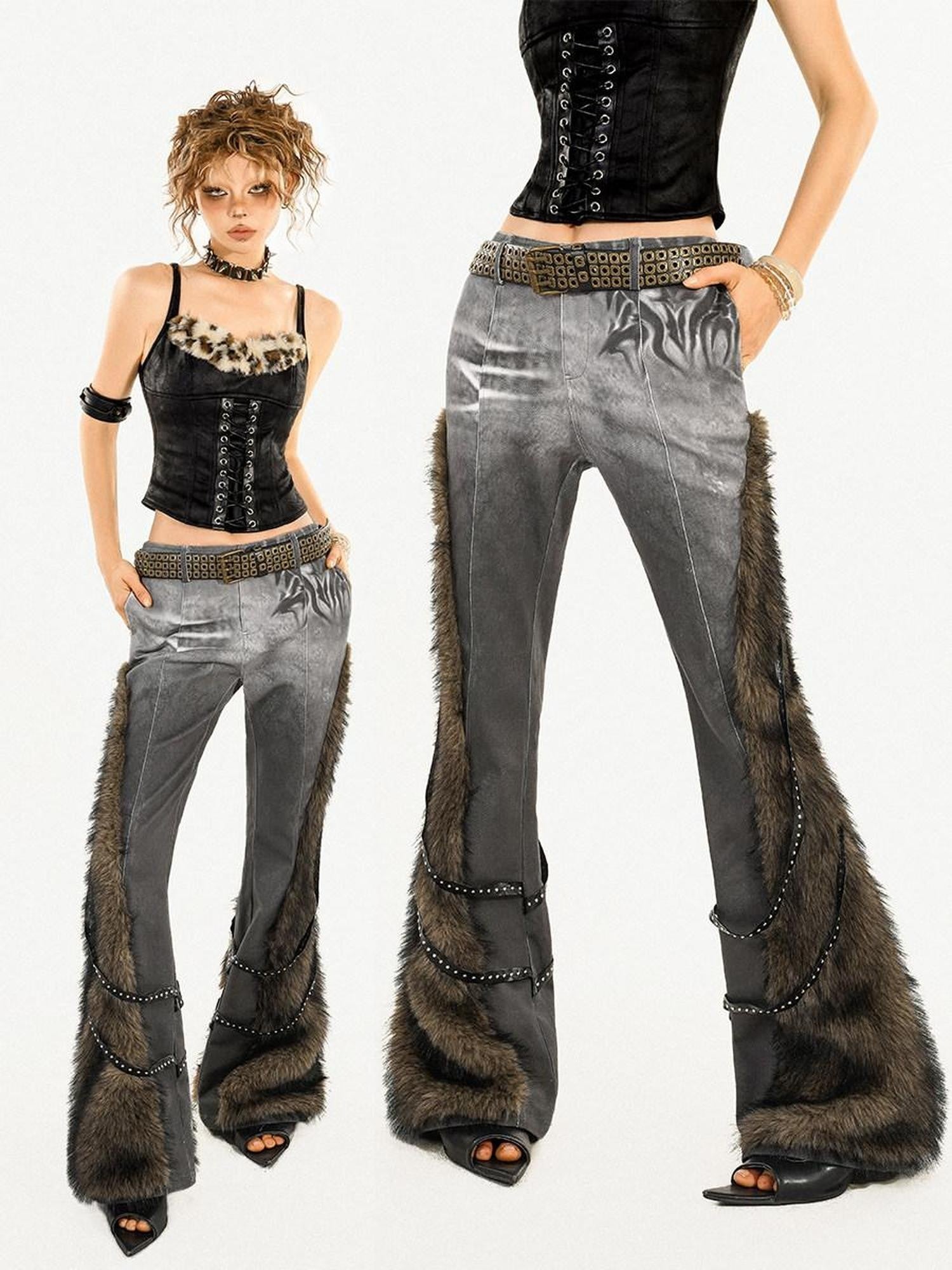 Nico Molly Vintage Slouchy Frayed Hem Slimming Low Rise Women's Micro Flare Pants