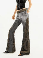 Nico Molly Vintage Slouchy Frayed Hem Slimming Low Rise Women's Micro Flare Pants