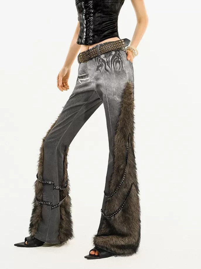 Nico Molly Vintage Slouchy Frayed Hem Slimming Low Rise Women's Micro Flare Pants