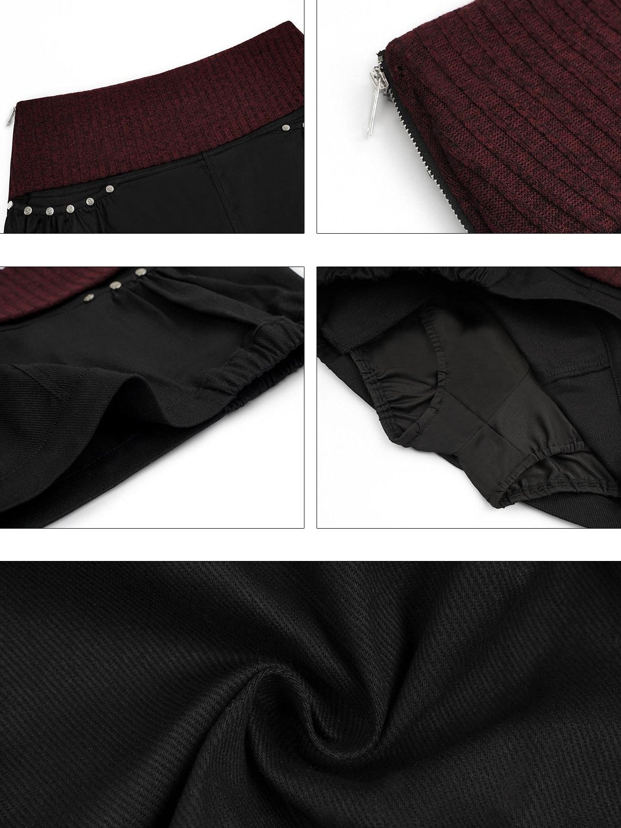 Nico Molly Vintage Striped Patchwork High Neck Metal Hardware Women's Knit Top & Skirt Sets