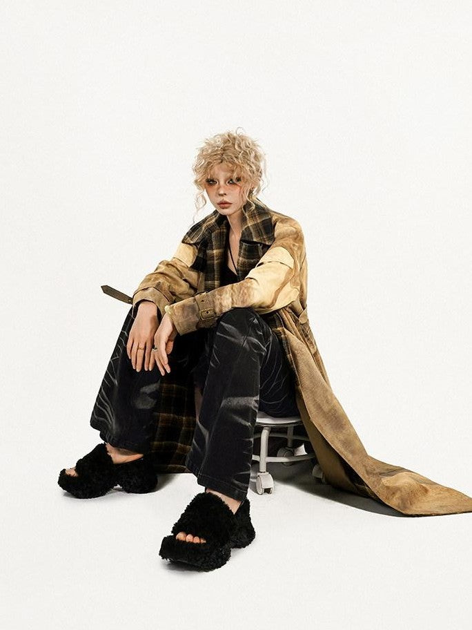 Nico Molly Wasteland Barn Oversized Single Button Solid Color Women's Trench Coats