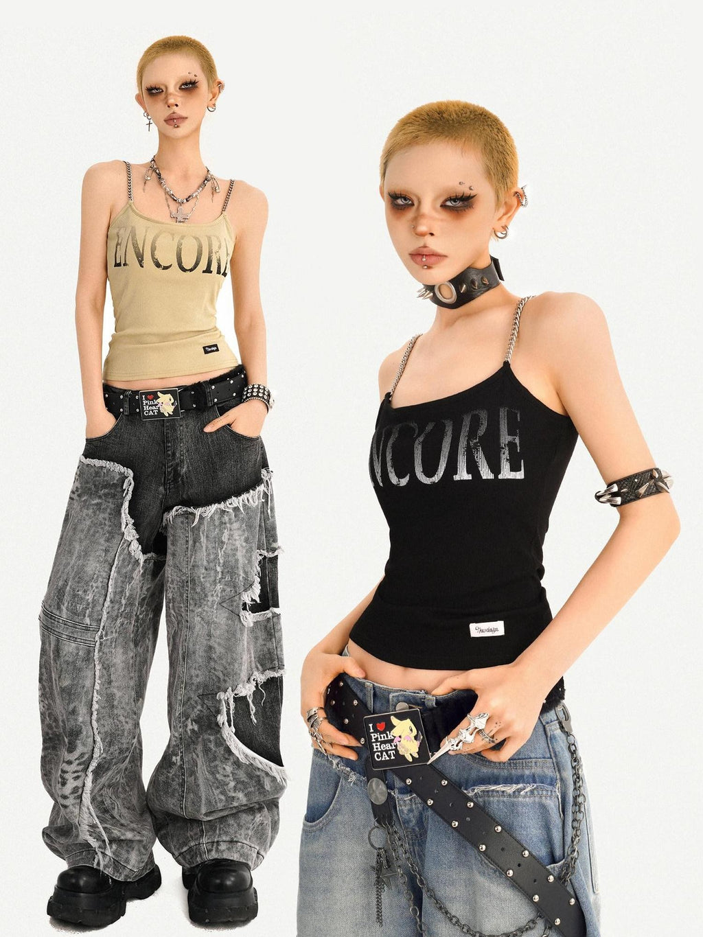 Nico Molly Wasteland Letter Print U Neck Loose Cropped Women's Other Material Camisoles