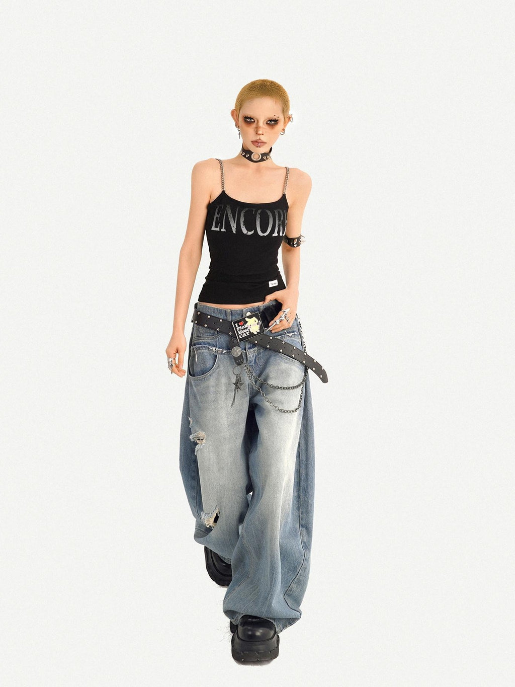 Nico Molly Wasteland Letter Print U Neck Loose Cropped Women's Other Material Camisoles