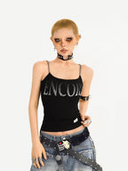 Nico Molly Wasteland Letter Print U Neck Loose Cropped Women's Other Material Camisoles