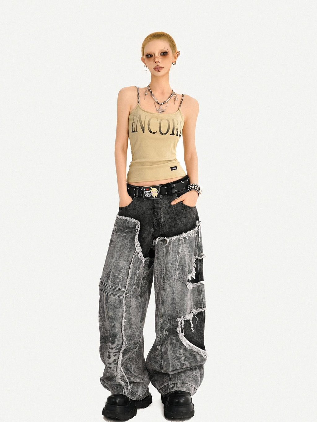 Nico Molly Wasteland Letter Print U Neck Loose Cropped Women's Other Material Camisoles