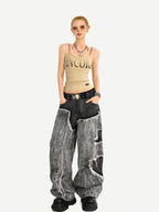 Nico Molly Wasteland Letter Print U Neck Loose Cropped Women's Other Material Camisoles