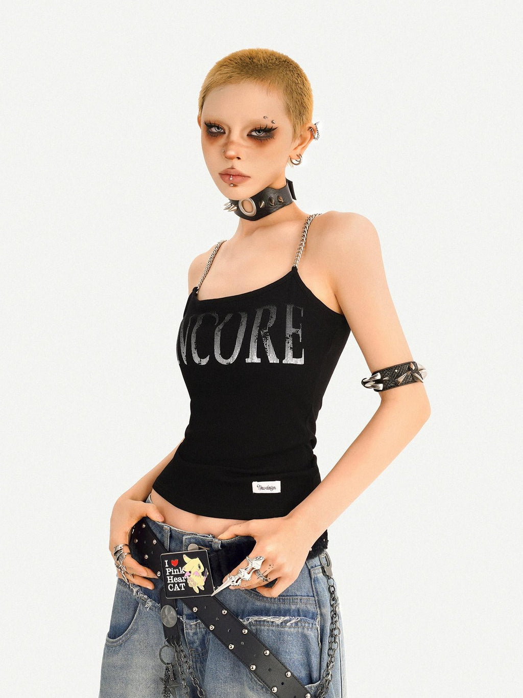 Nico Molly Wasteland Letter Print U Neck Loose Cropped Women's Other Material Camisoles