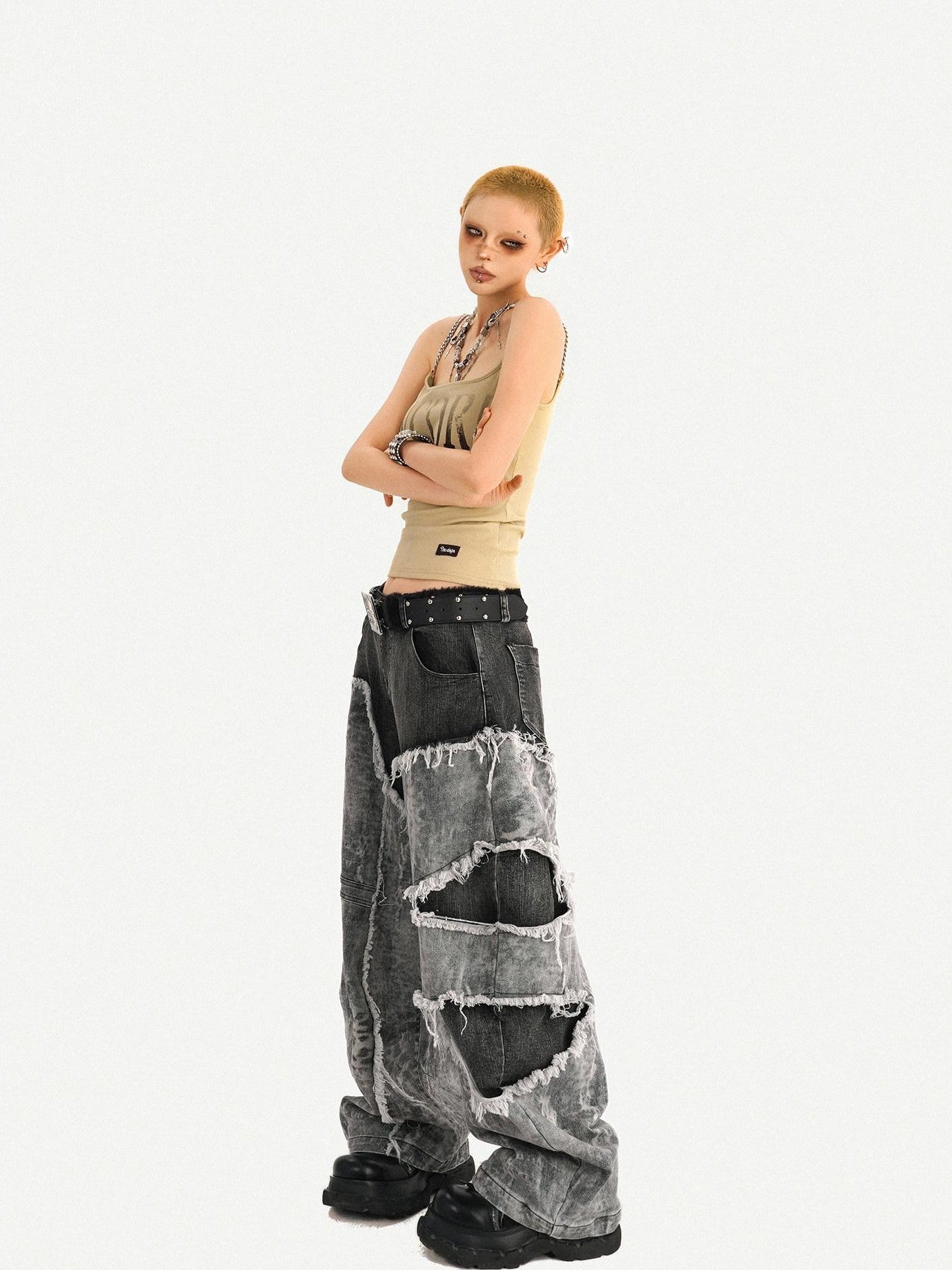 Nico Molly Wasteland Letter Print U Neck Loose Cropped Women's Other Material Camisoles